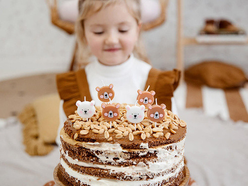 Świeczki urodzinowe Miś 3cm 6szt SCS-11 PartyDeco